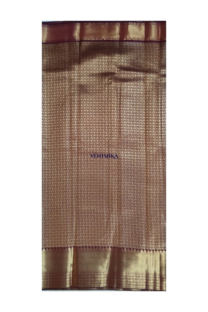 Kanjivaram Soft Silk Saree-Brown - 4