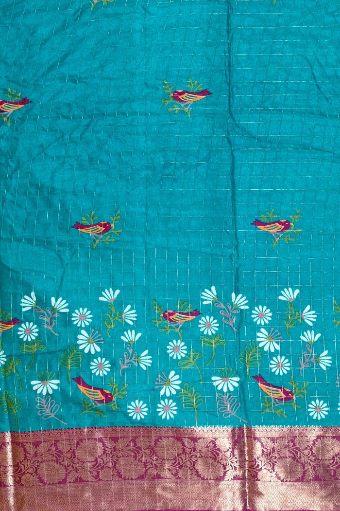 Dola Semi Silk Saree with Blue and Pink - 4