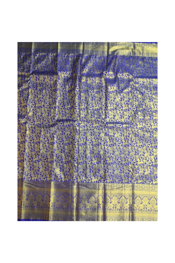 Kanjivaram Semi Tissue Silk Saree Blue - 5