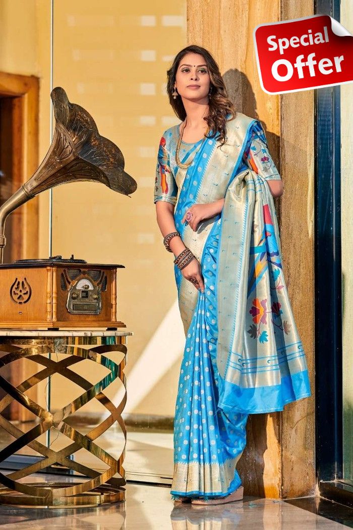 Pure Paithani Silk Designer Saree-Royal Blue