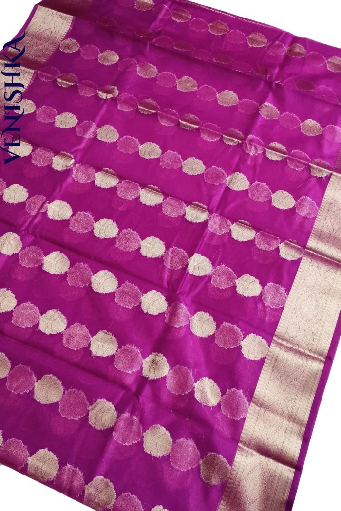 Handloom Kora Organza Fancy Saree Purple
