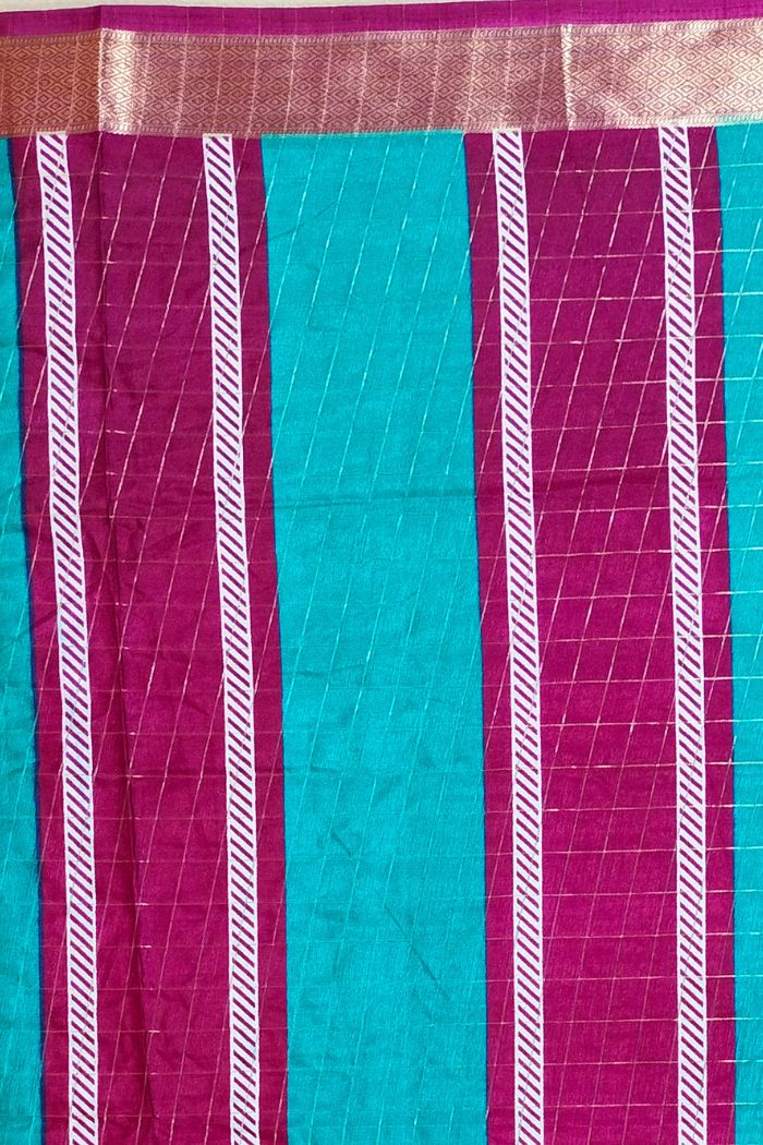 Dola Semi Silk Saree with Blue and Pink - 3