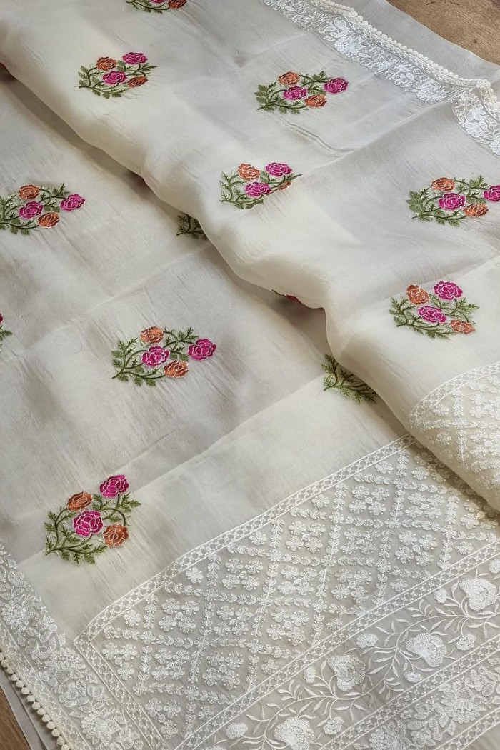 Soft Organza Embroidery Saree