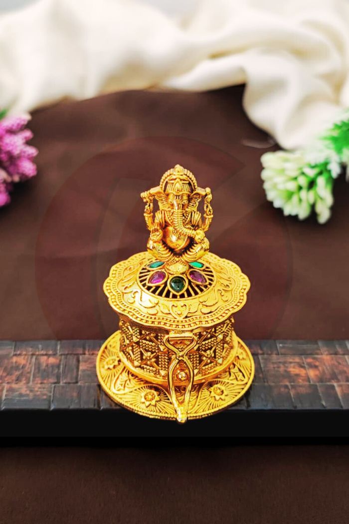 Ganesha Kumkum Box Brass Sindoor Box Kumguma Chimil