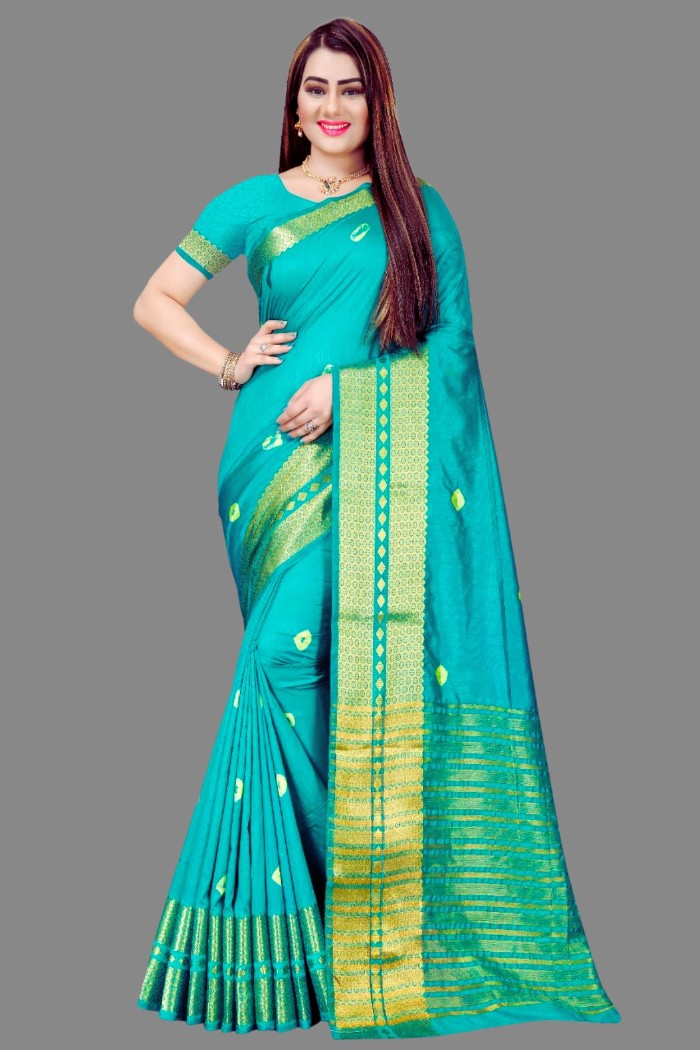 Tussar Silk Tiffany Blue