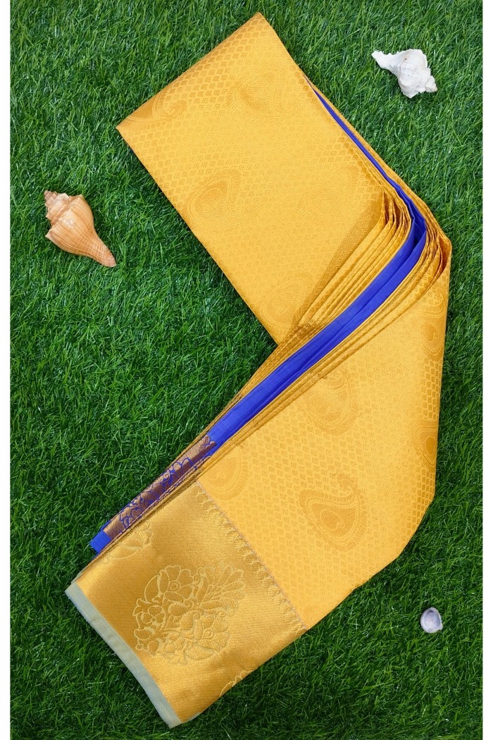 Fancy Silk Golden Yellow With Blue Shade
