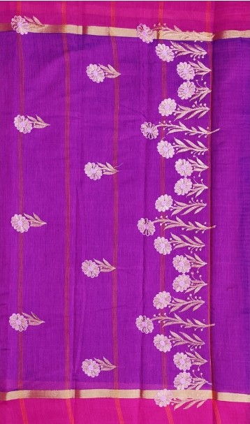 Silk Cotton Dark Blue With Purple - 4