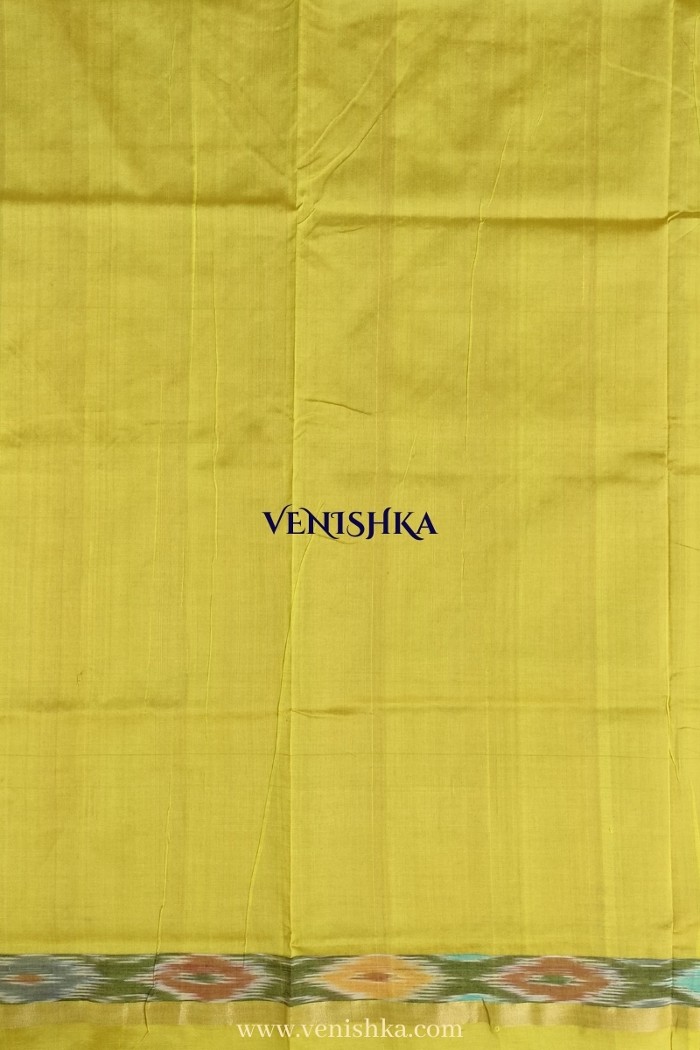 Uppada Silk With Pochampally Border Orange and Yellow Shade - 4