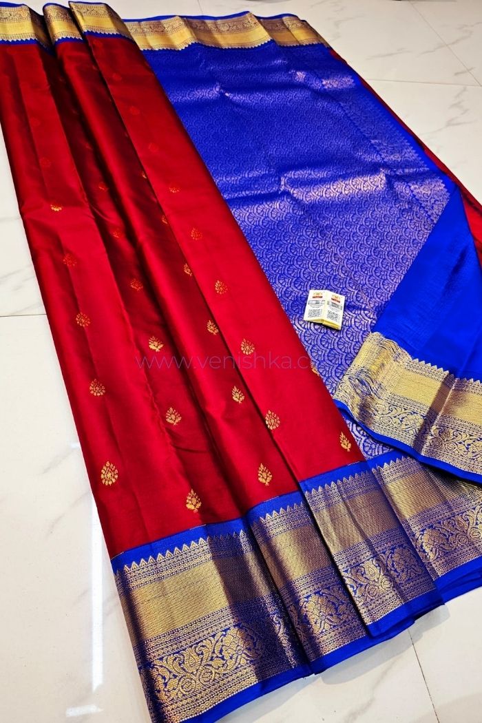 RAJATA KANTHI - Pure Kanjivaram Silk Saree with Gold Zari