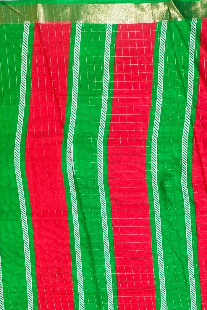 Dola Semi Silk Saree with Red and Green - 3