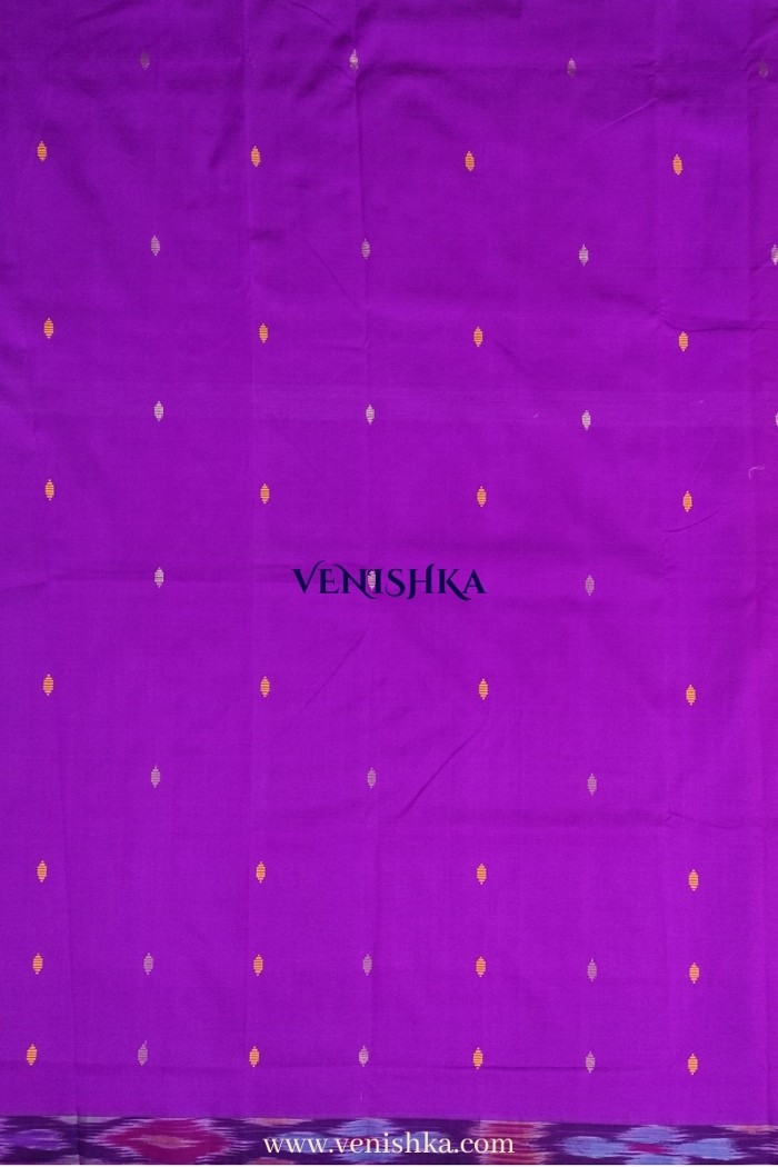 Uppada Silk With Pochampally Border -Purple With Orange