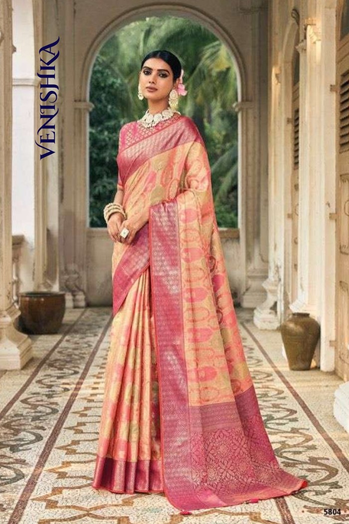Party Wear Weaving Silk Saree- Multi Color