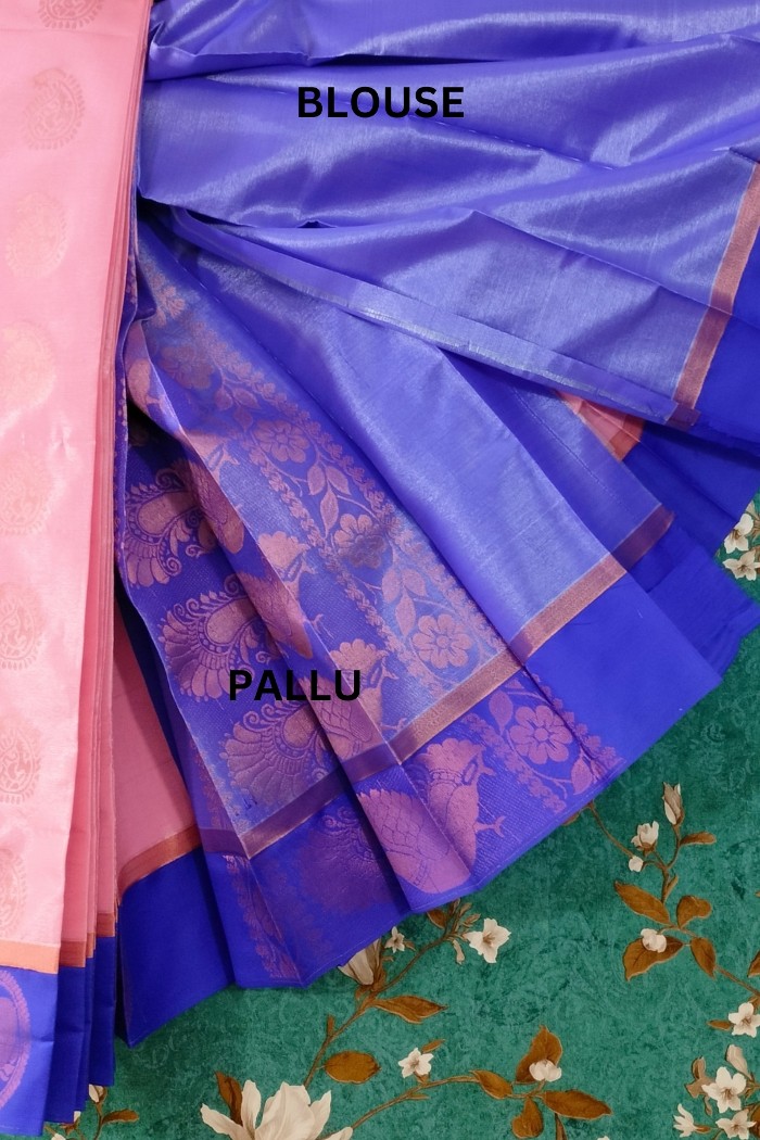 Tissue Silk Pink With Blue Shade - 4