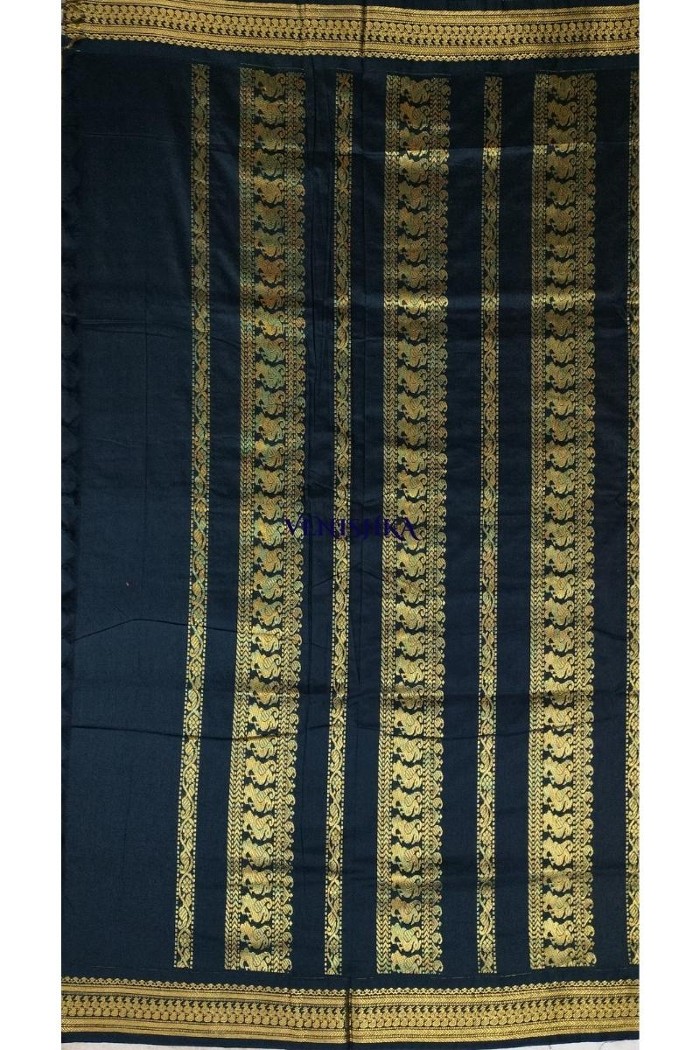 Kalyani Cotton Saree -   Golden Yellow With Black - 3