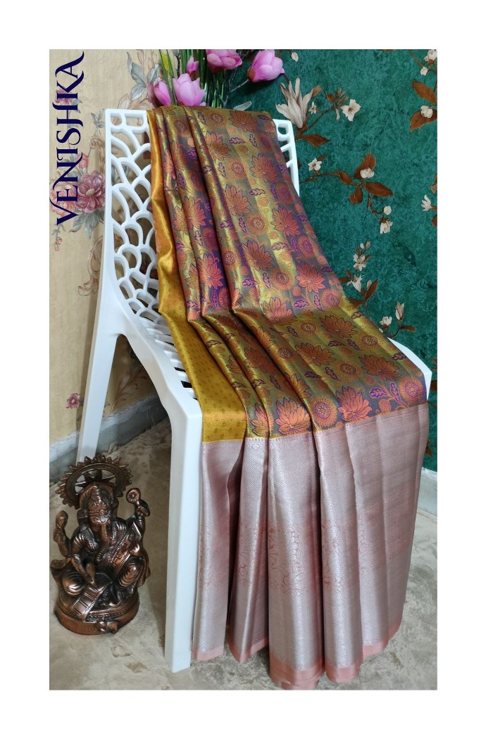 Kanjivaram Semi Tissue Silk Saree Pink