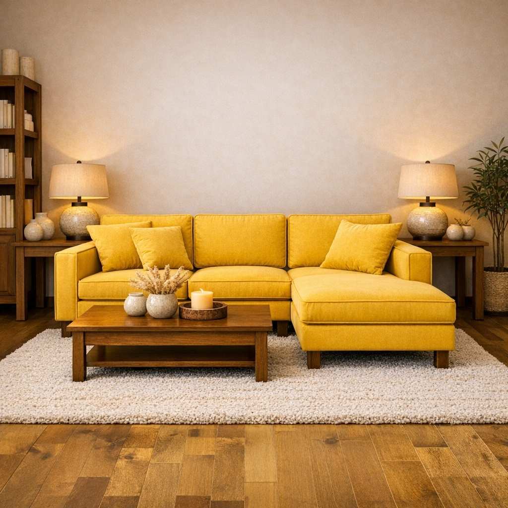 CozyCorner Verona L-Shape Sofa – Sunshine Yellow