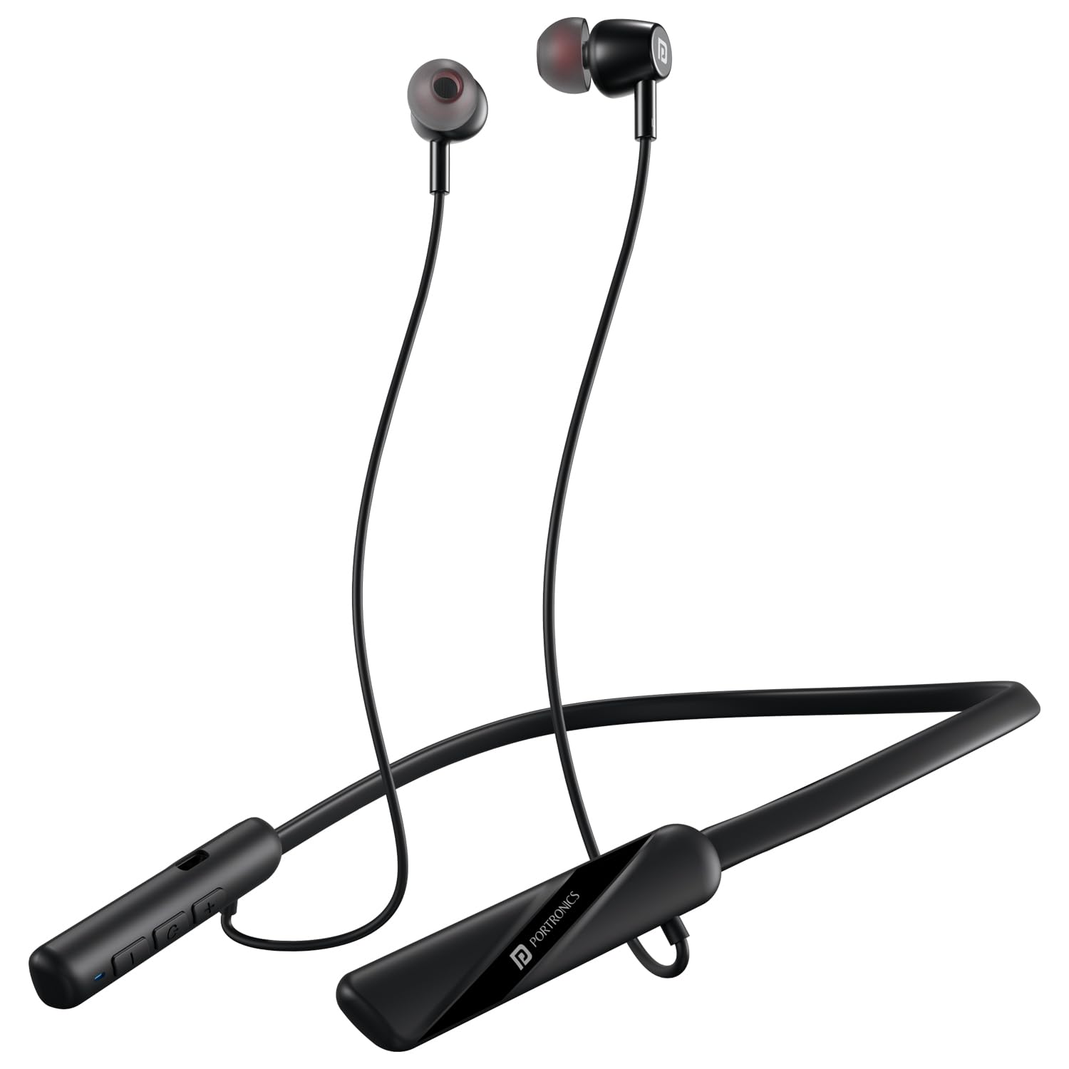 Portronics Harmonics Z10 in Ear Bluetooth Headphone with Mic, 35Hour Playtime,10mm Driver, Magnetic Earbuds, Voice Assistant, Bluetooth 5.3V, IPX4 Water/Sweat Resistance, Type C Fast Charging (Black)