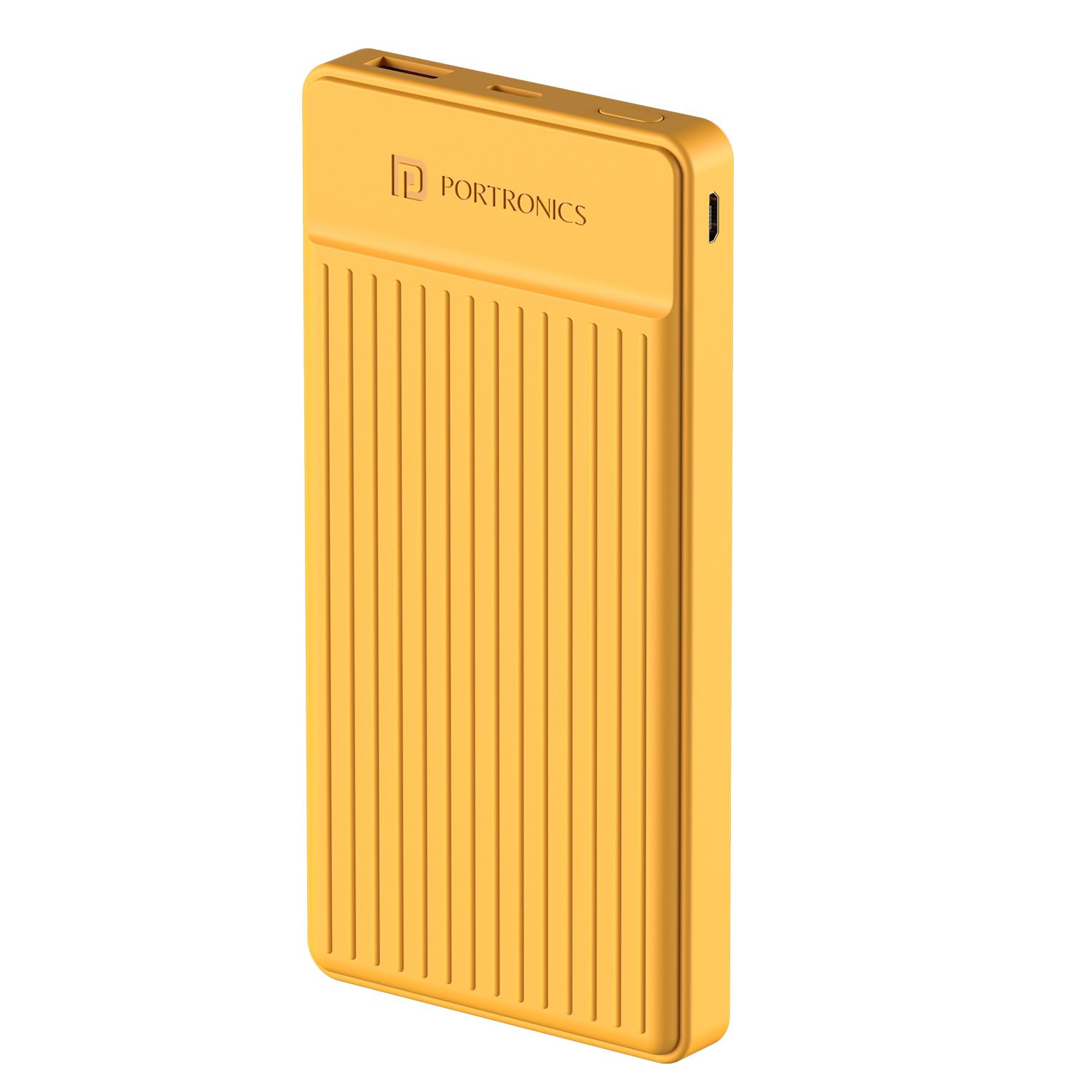 Portronics Luxcell B12 10,000mAh 12W Power Bank, Ultra Slim Power Bank with USB-A Output Port & Dual Input Ports (Micro & Type C Input Ports)|BIS Certified |Type C Cable Included|Made in India (Yellow)
