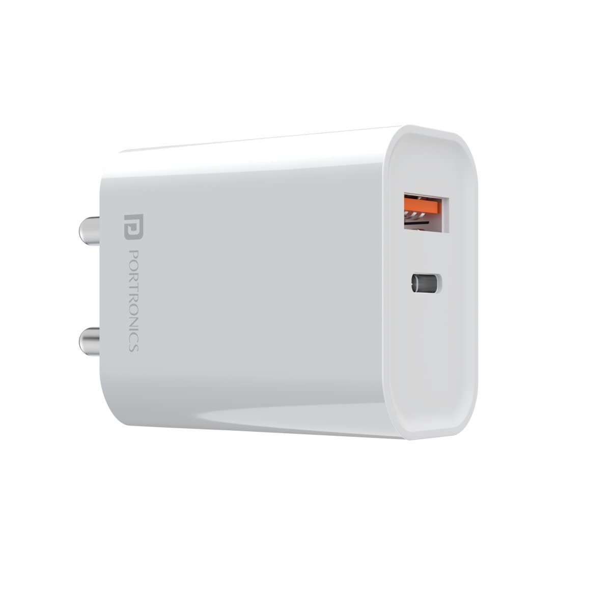 Portronics Adapto 45 22.5W Max Output USB & Type-C Dual Output Super Fast Charger,Wall Adapter Power Delivery 3.0& USB A Fast Charge Adaptor for iPhone,Android & Other Type C Enabled Devices (White)