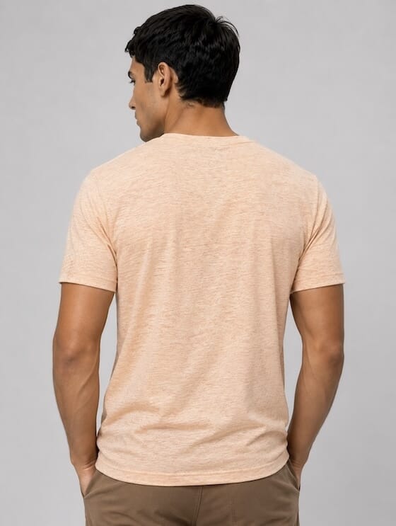 ODCC CAUTION! Printed Crew Neck Cotton Melange T-Shirt for Men – Peach Melange - 5