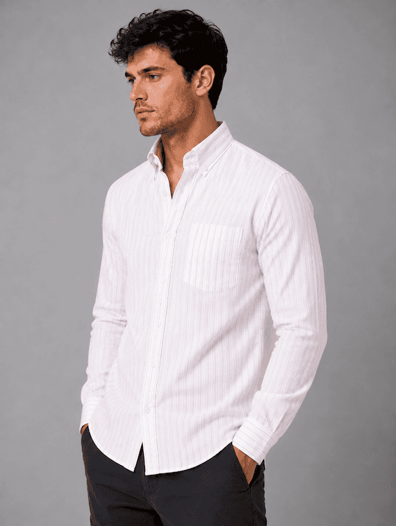 ODCC White Pink Stripe Cotton Shirt RG1005 - 3