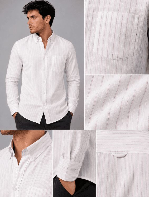 ODCC White Pink Stripe Cotton Shirt RG1005 - 7