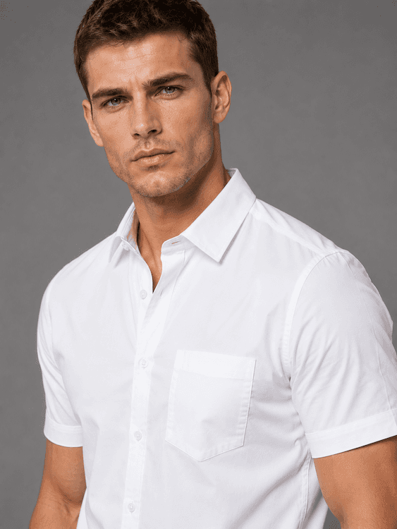 ODCC Men's WHITE Solid Half Sleeve Cotton Casual Shirt with Pocket - 4
