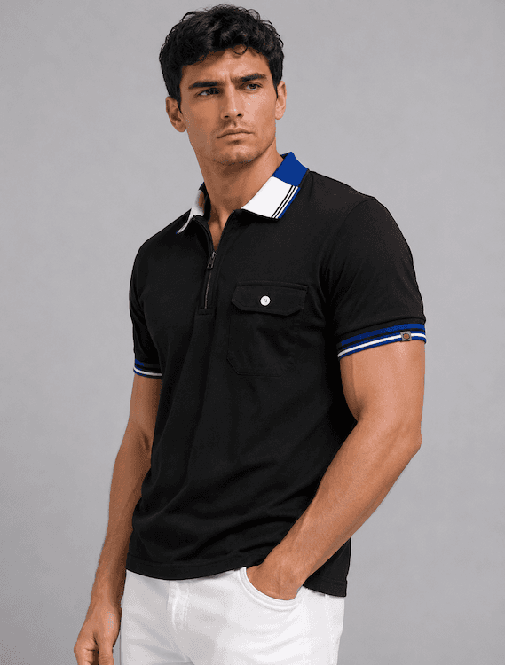 ODCC T02557 – Black Half-Zip Polo T-Shirt - 2