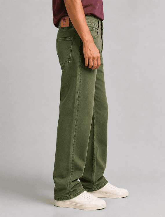 ODCC Men's RFD Green Baggy Fit Denim Jeans | Non-Stretch | J1781 - 4