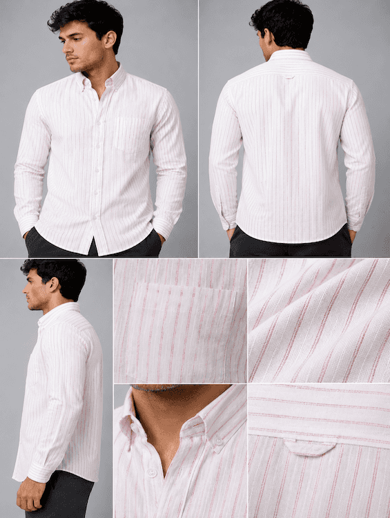 ODCC White Pink Stripe Cotton Shirt RG1005 - 8