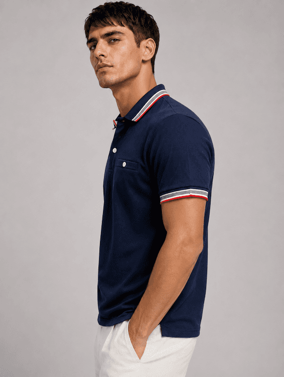 ODCC Men's Navy Polo T-Shirt with Contrast Tipping Collar T02554 - 4