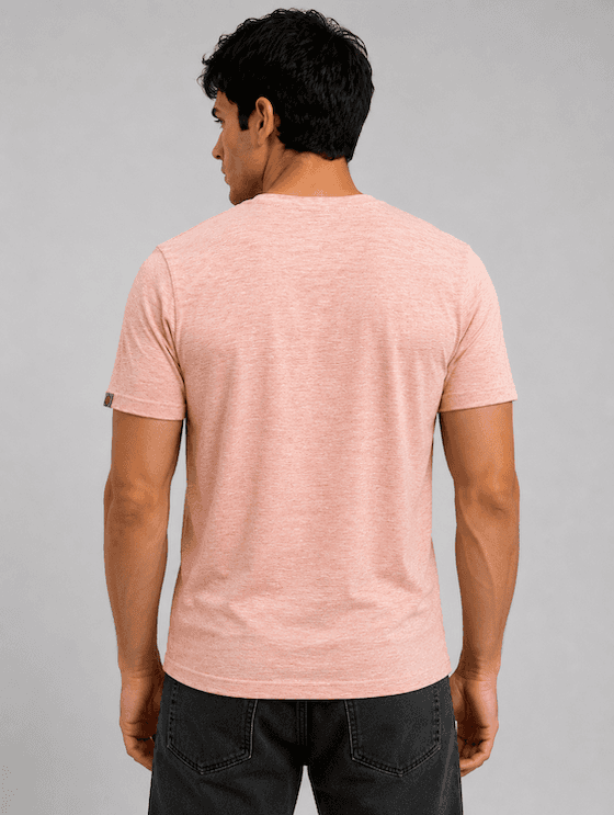 ODCC Resistance 7581 Printed Pink Melange Cotton Round Neck T-Shirt for Men - 4