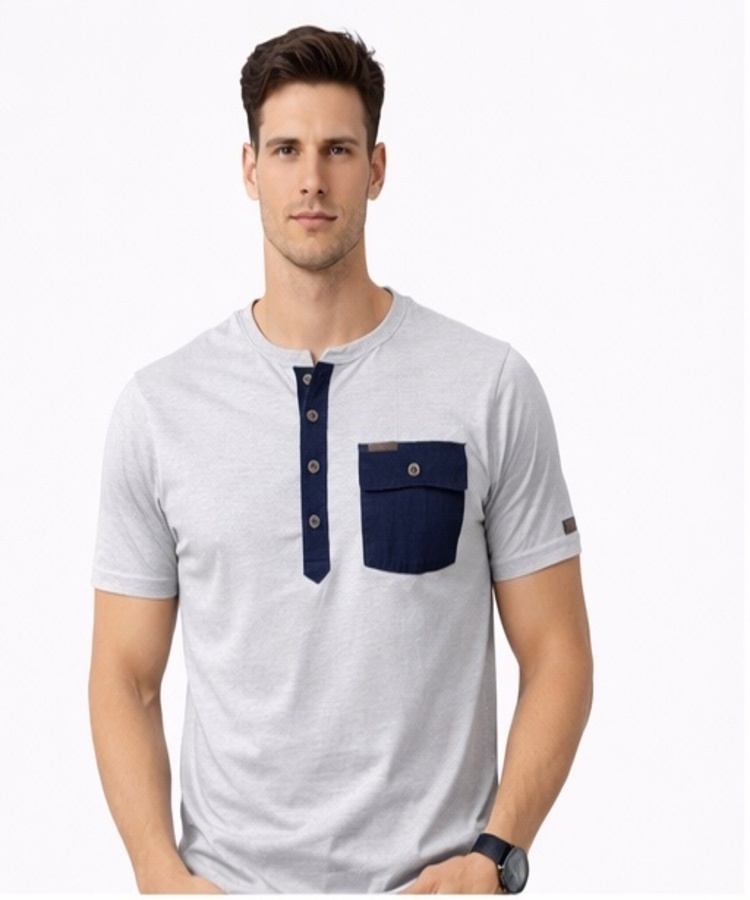 ODCC HENLEY DENIM POCKET H/S T02473