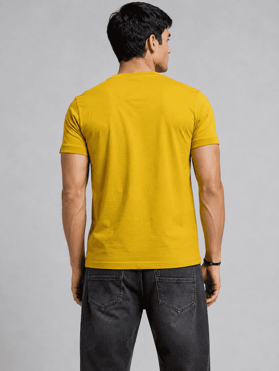 ODCC Mustard Yellow World Wide Graphic Printed T-Shirt T02564 - 4