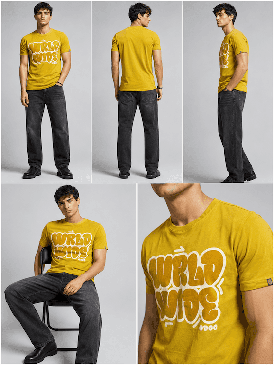 ODCC Mustard Yellow World Wide Graphic Printed T-Shirt T02564 - 7
