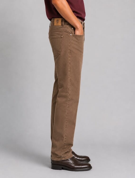ODCC Men's Dark Khaki Straight Fit Stretch Denim Jeans | Premium | J1784 - 2