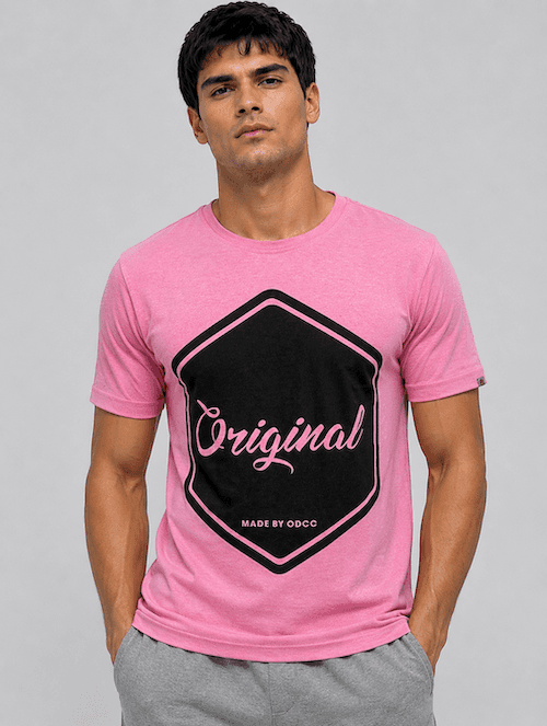 ODCC Original Graphic Printed Cotton Round Neck T-Shirt for Men – Dark Pink