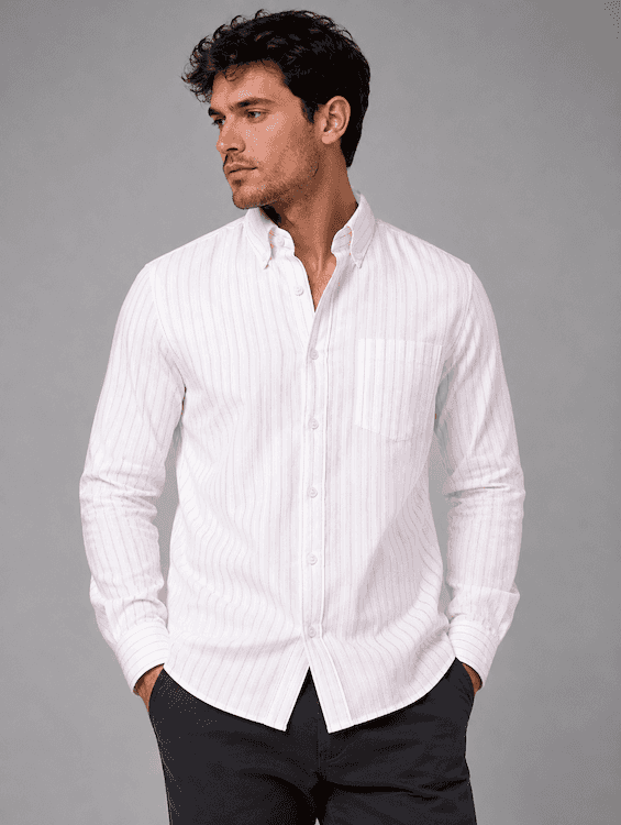 ODCC White Pink Stripe Cotton Shirt RG1005