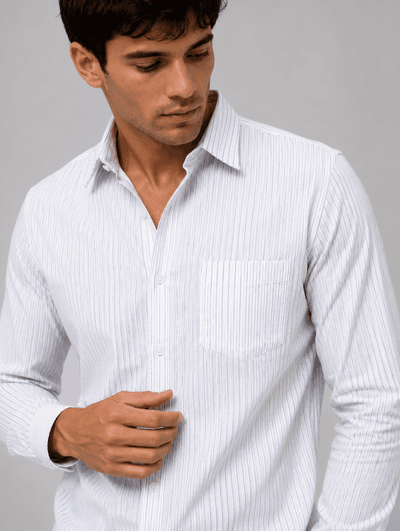 ODCC White Textured Stripe Cotton Shirt RG1003 - 5