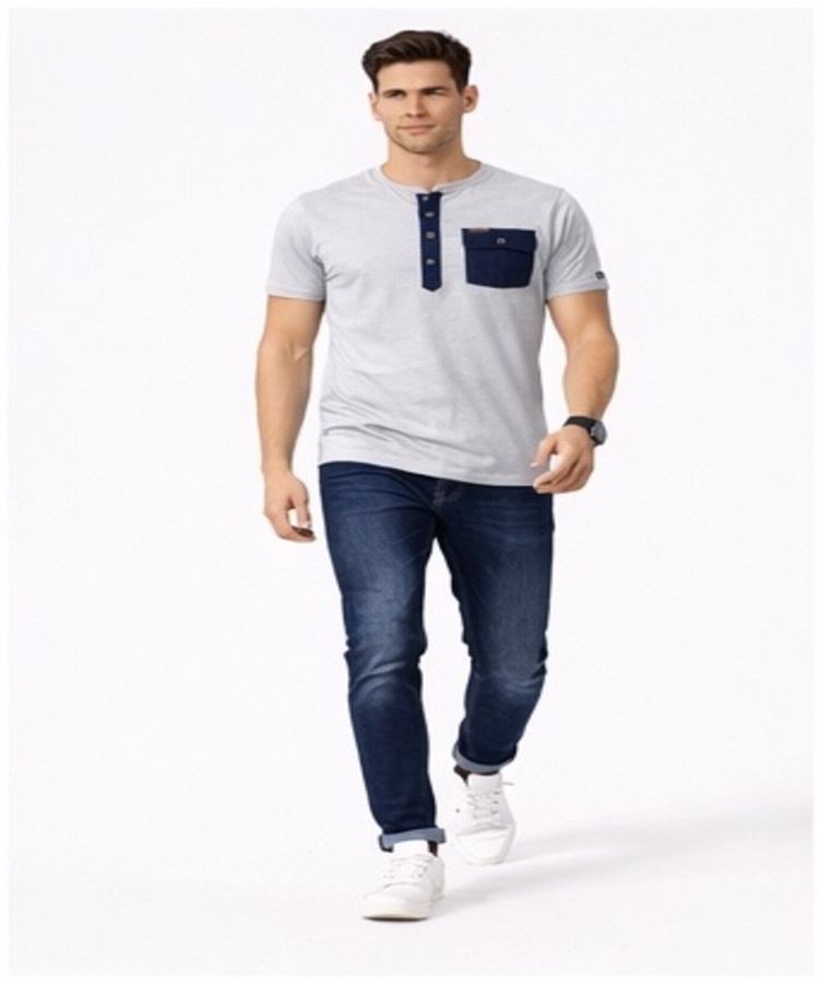 ODCC HENLEY DENIM POCKET H/S T02473 - 4