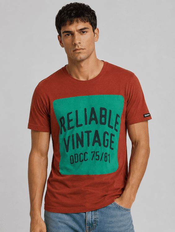 ODCC ROUND NECK PRINTED HALF SELEEVS T02531