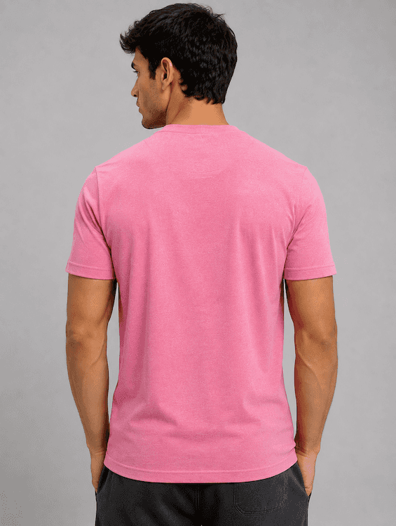 ODCC Men's Pink Melange Round Neck Cotton T-Shirt with Puff HD Print – T02539A - 6