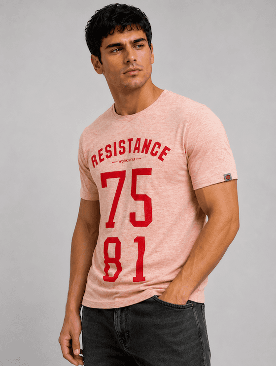 ODCC Resistance 7581 Printed Pink Melange Cotton Round Neck T-Shirt for Men - 2
