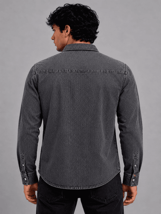 Men's Mid Black Denim Shirt | ODCC RN0052 - 5