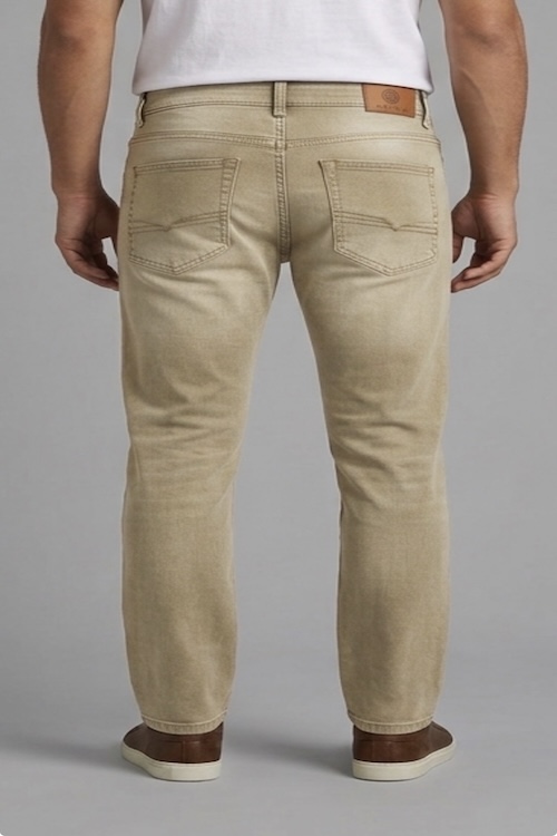 ODCC Light Khaki Straight Fit Stretch Denim Jeans for Men J1778 - 2