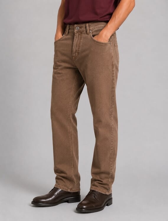ODCC Men's Dark Khaki Straight Fit Stretch Denim Jeans | Premium | J1784 - 3