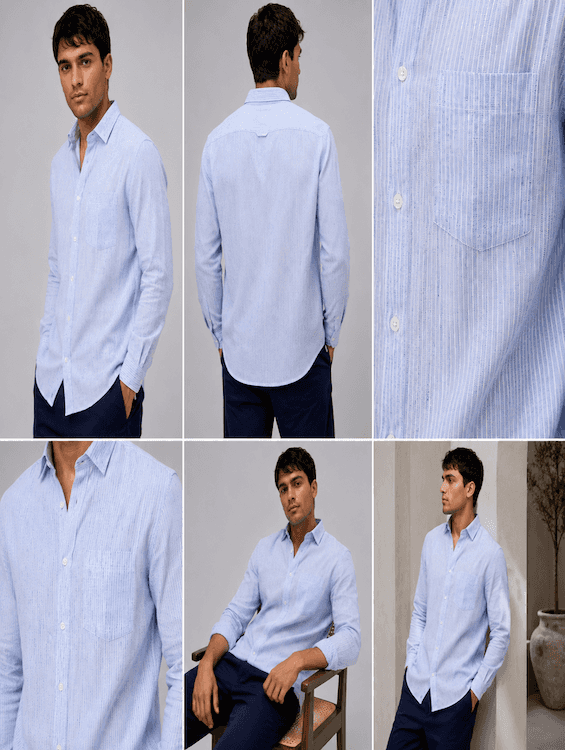 ODCC Sky Blue Textured Stripe Cotton Shirt RG1004 - 6