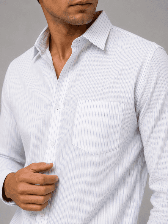 ODCC White Textured Stripe Cotton Shirt RG1003 - 6