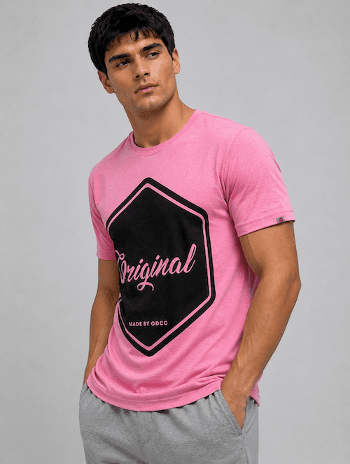 ODCC Original Graphic Printed Cotton Round Neck T-Shirt for Men – Dark Pink - 2