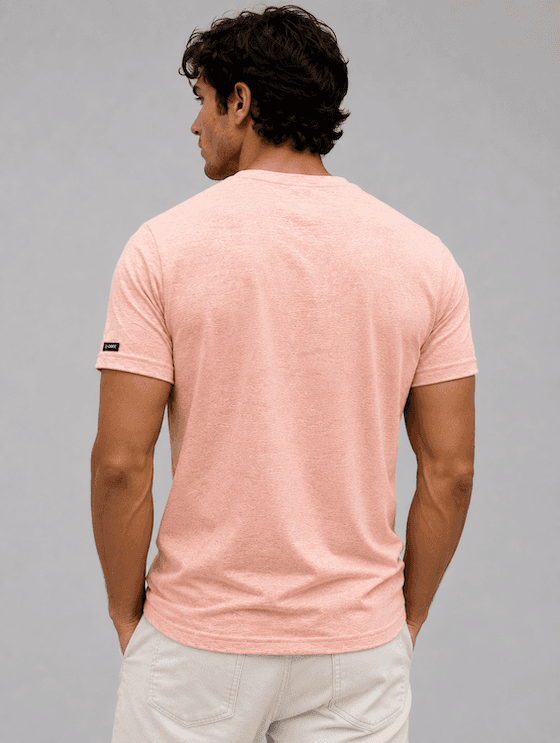 ODCC Fearless Printed Crew Neck Cotton Lycra T-Shirt for Men – Peach Melange - 9